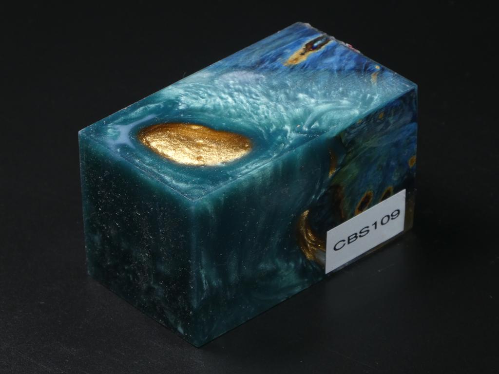 Blue/ Blue, White, Gold Hybrid Bottle Stopper Blank