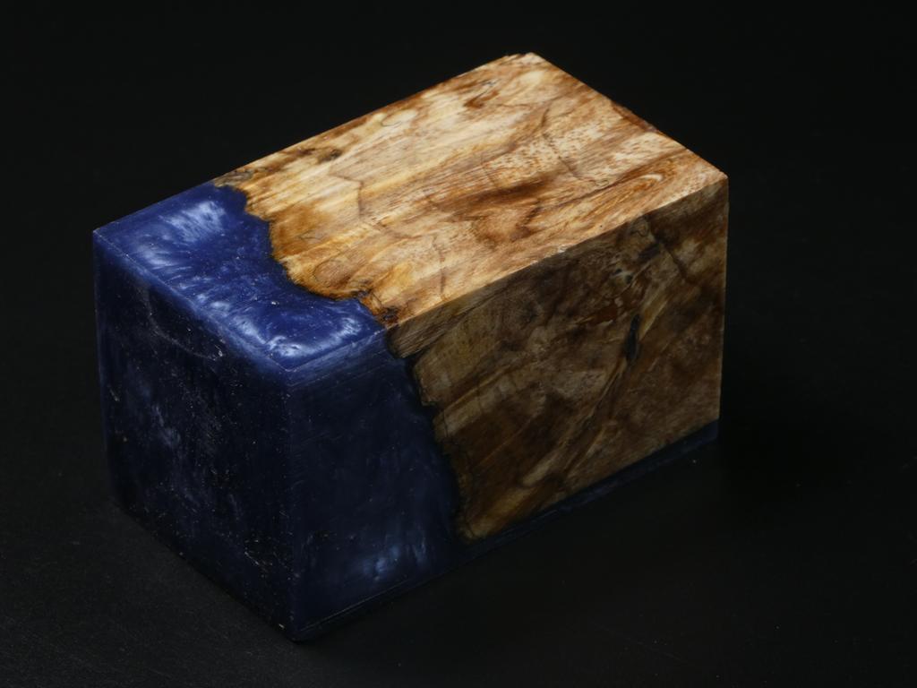 Natural / Blue Hybrid Bottle Stopper Blank