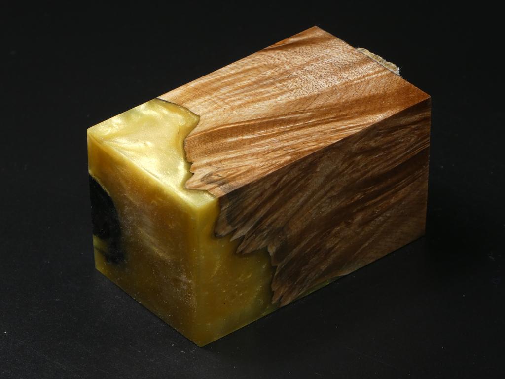 Natural / Black & Gold Hybrid Bottle Stopper Blank
