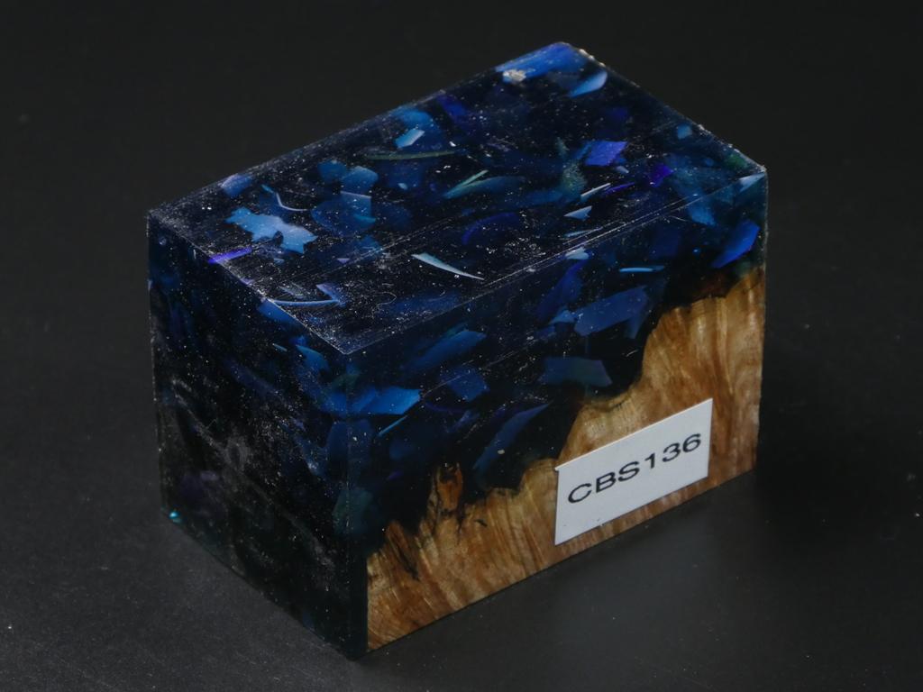 Natural / Blue & Purple with Flakes Hybrid Bottle Stopper Blank