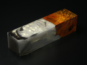Orange / White, Orange, Black Hybrid Duck Call Blank