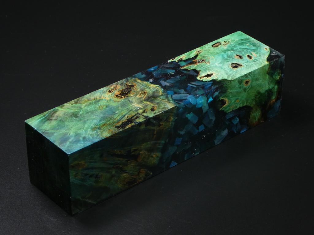 Green / Blue with Flecks Hybrid Duck Call Blank