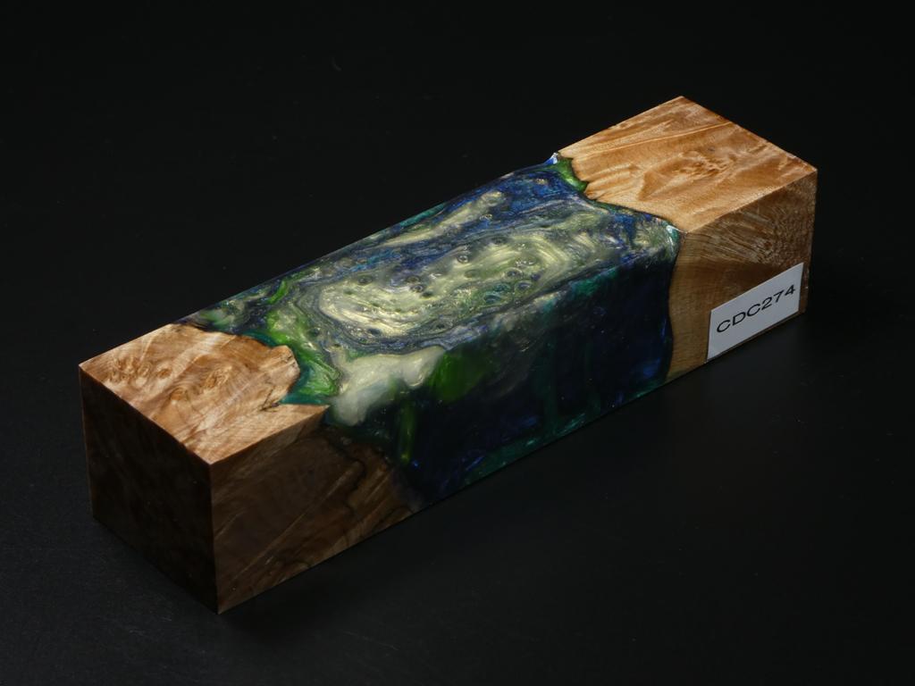 Natural / Green, Blue, White Hybrid Duck Call Blank