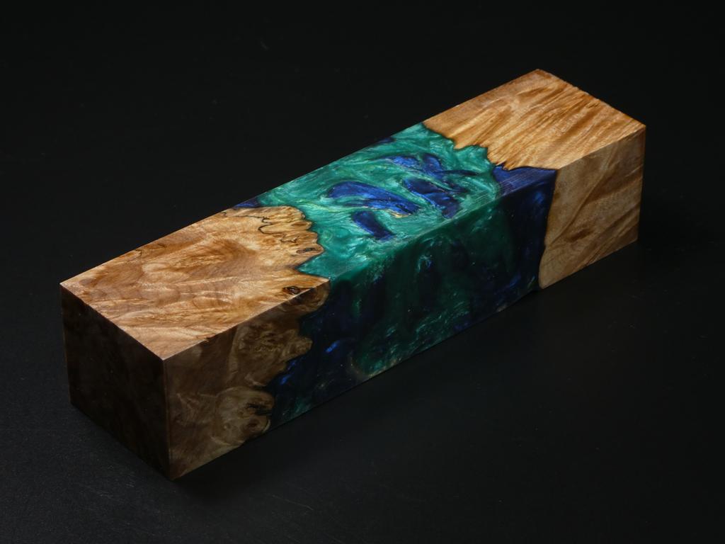 Natural / Green, Blue, White Hybrid Duck Call Blank