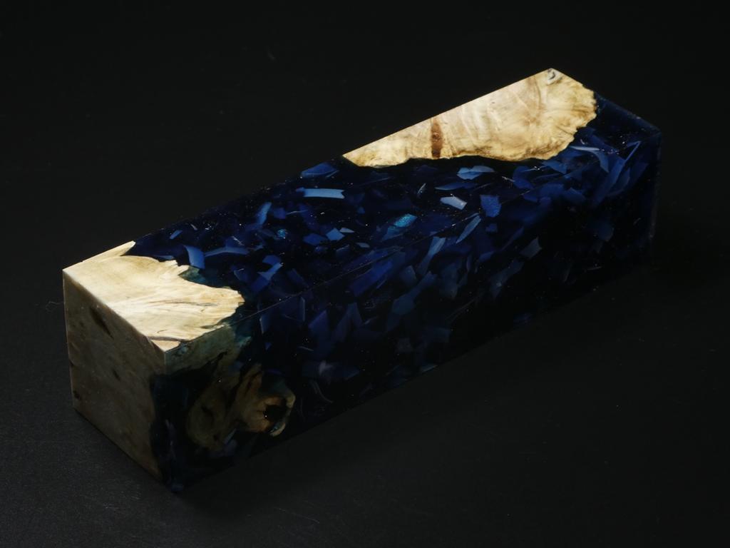 Natural /  Blue with Flecks Hybrid Duck Call Blank