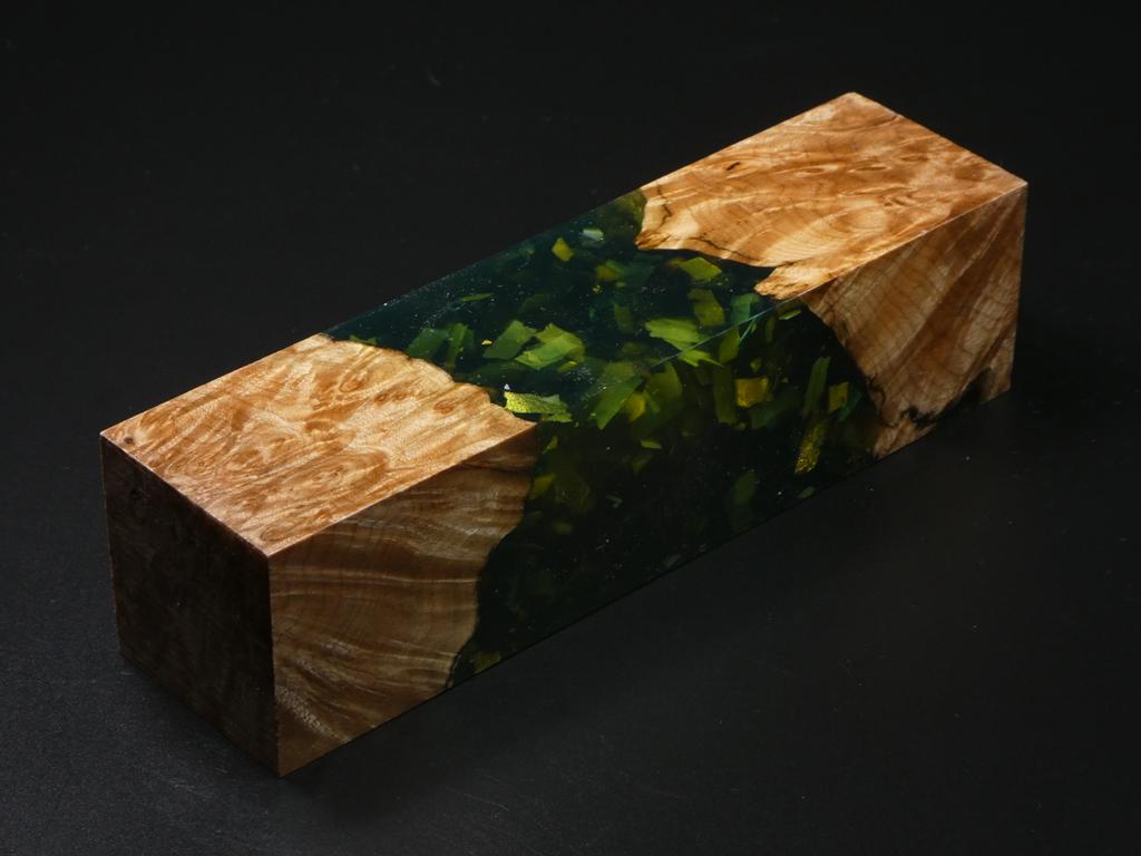 Natural / Green with Flecks Hybrid Duck Call Blank