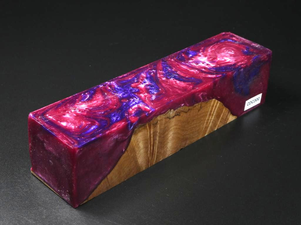 Natural / Burgundy & Blue Hybrid Duck Call Blank