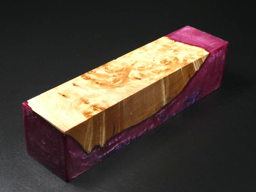 Natural / Burgundy & Blue Hybrid Duck Call Blank