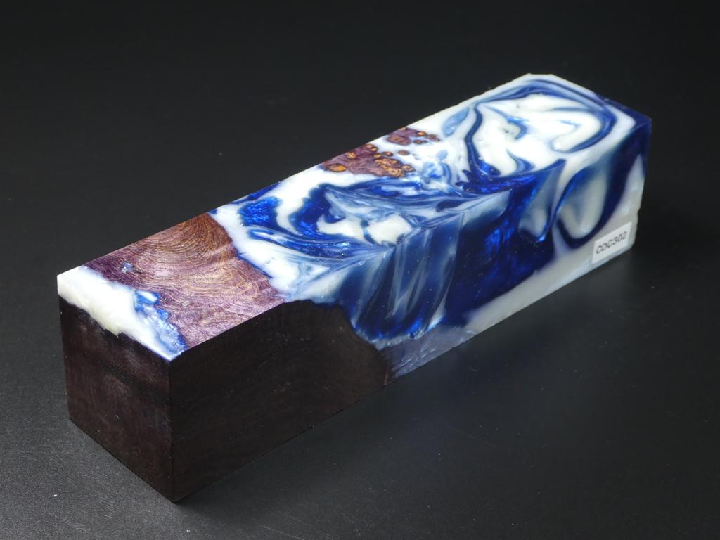 Natural / Blue & White Hybrid Duck Call Blank