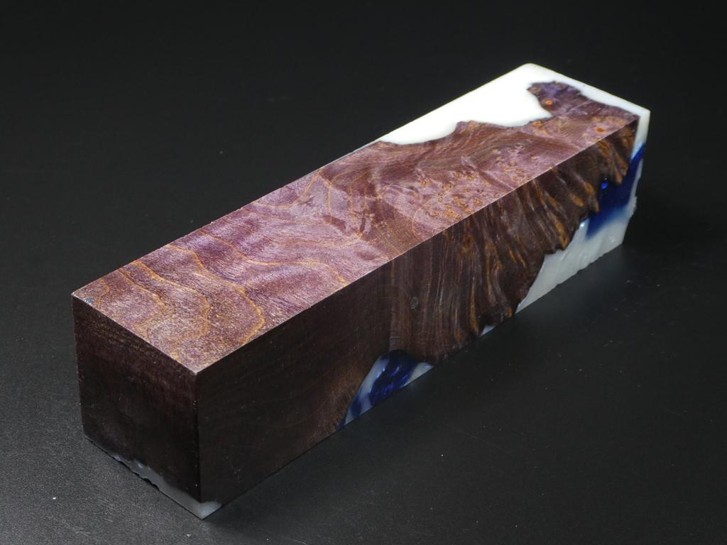 Natural / Blue & White Hybrid Duck Call Blank