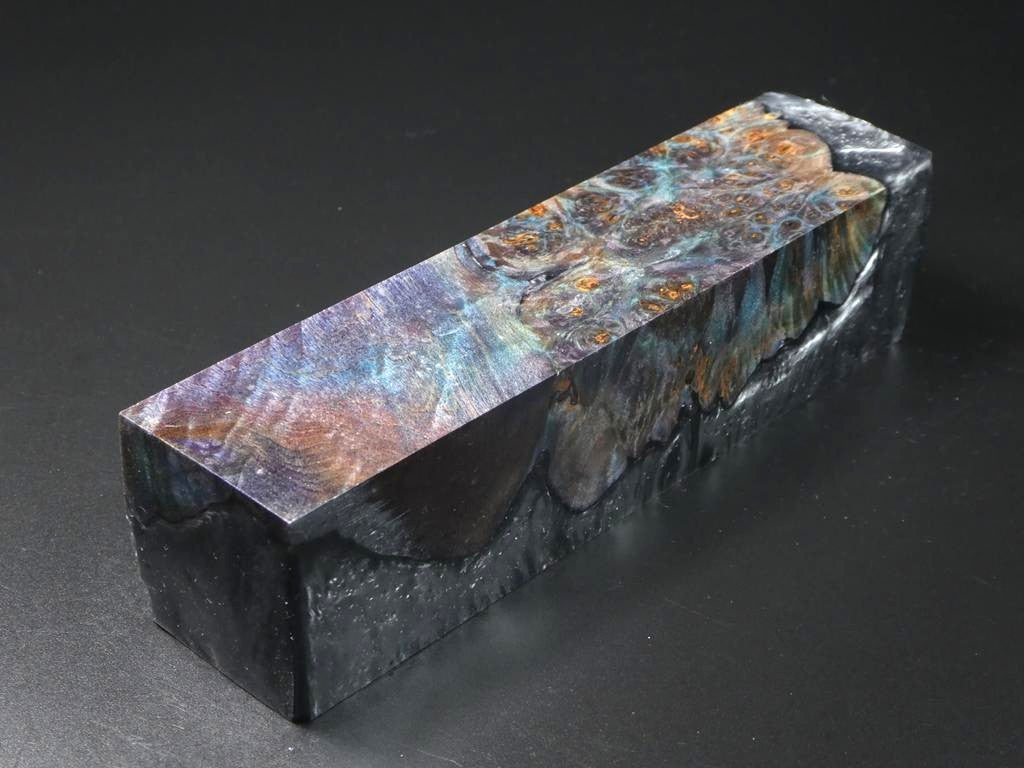Natural, Blue, Purple / Silver & Black Hybrid Duck Call Blank
