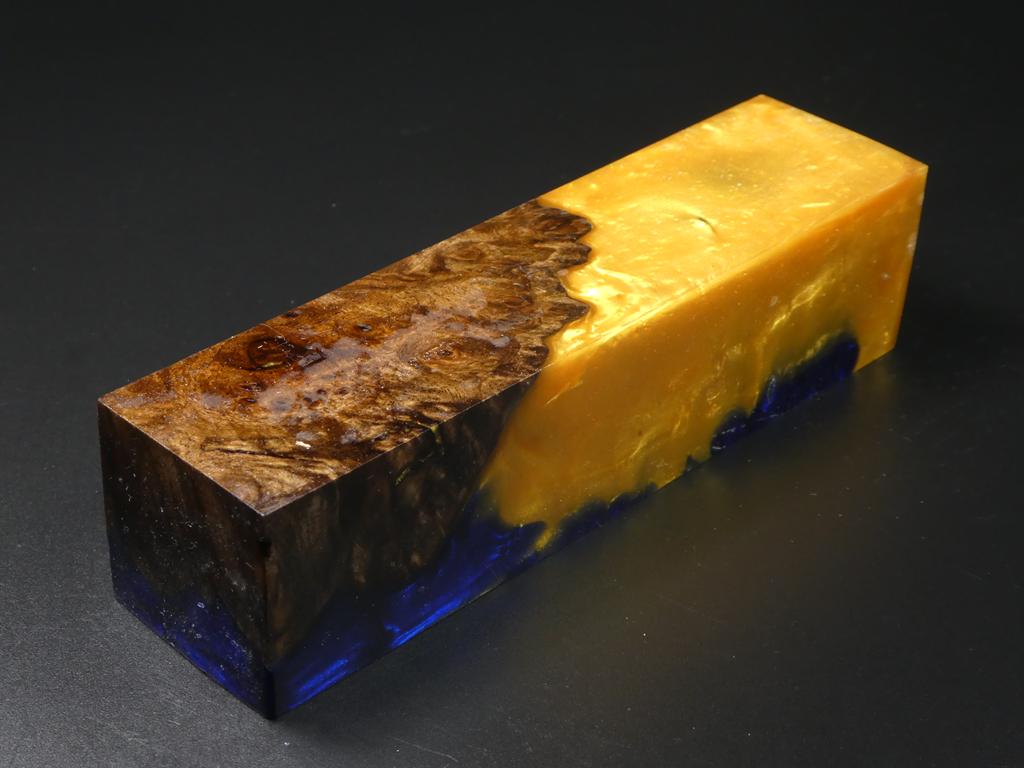 Natural / Yellow & Blue Hybrid Duck Call Blank