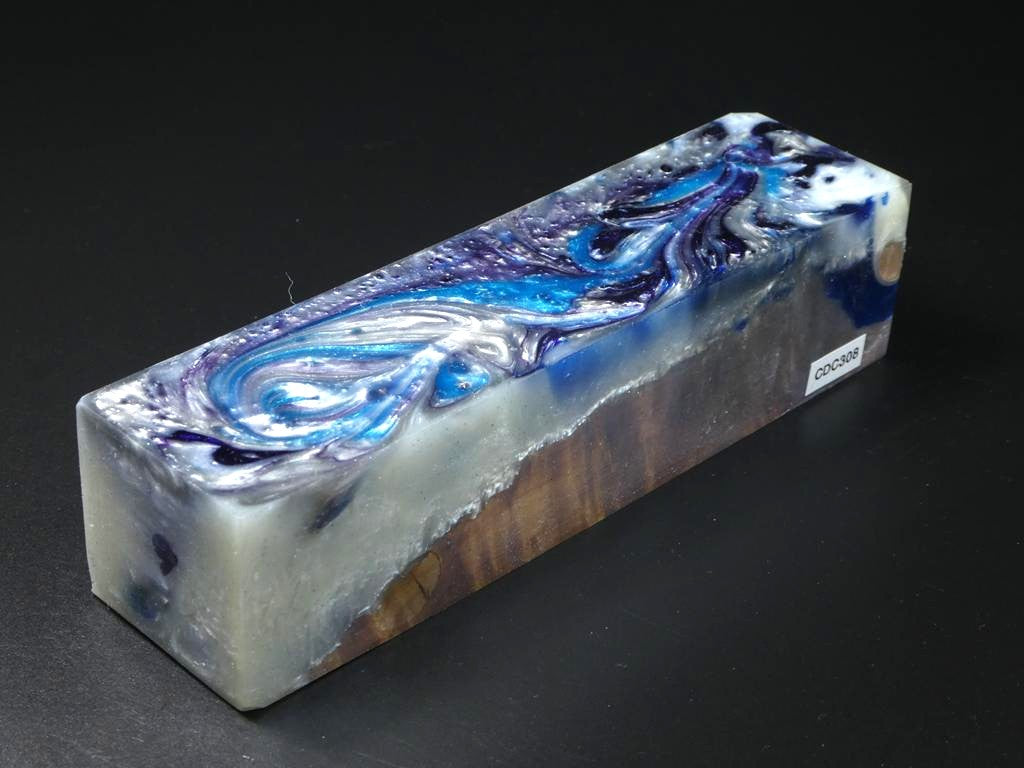 Natural / White, Purple, Teal Hybrid Duck Call Blank