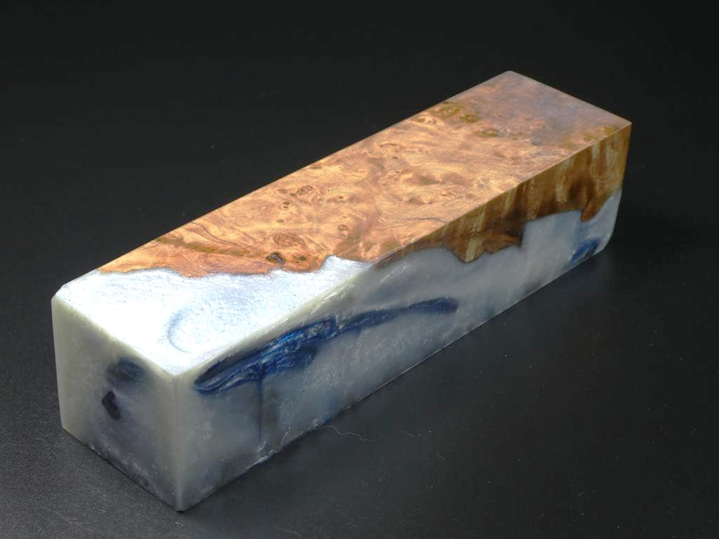 Natural / White, Purple, Teal Hybrid Duck Call Blank