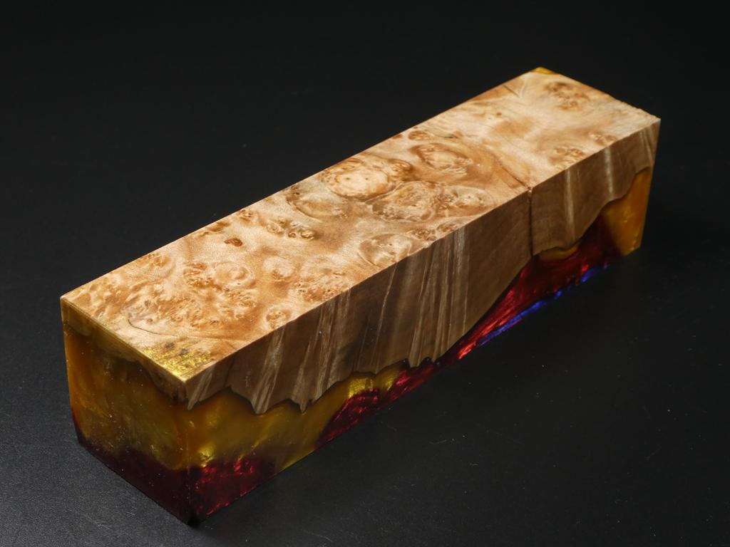 Natural / Blue, Red, Yellow, Purple Hybrid Duck Call Blank