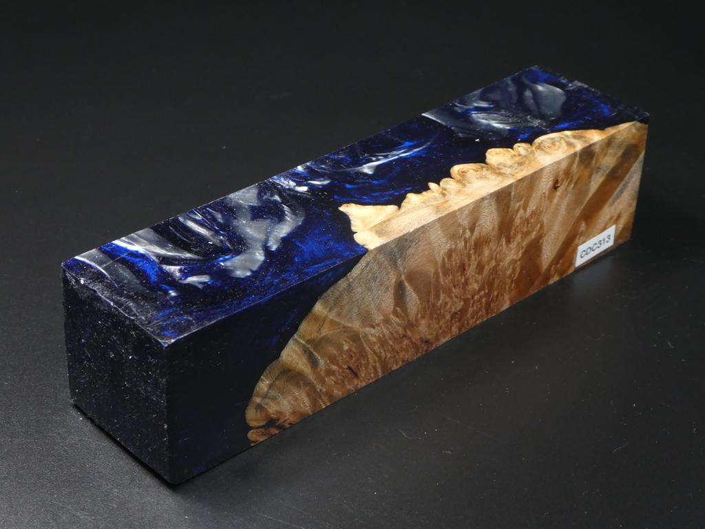 Natural / Blue & White Hybrid Duck Call Blank