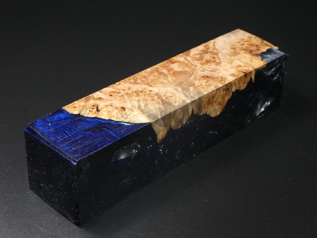 Natural / Blue & White Hybrid Duck Call Blank