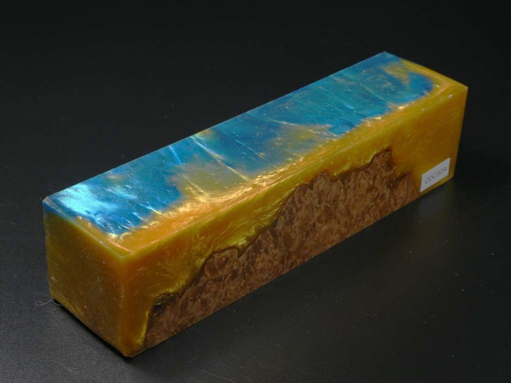 Natural / Blue & Yellow Hybrid Duck Call Blank