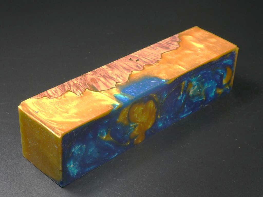 Natural / Blue & Yellow Hybrid Duck Call Blank