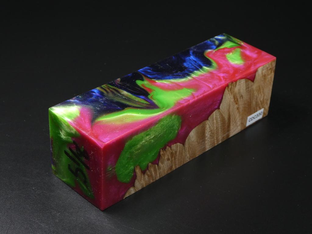 Natural / Blue, Magenta, Green Hybrid Duck Call Blank