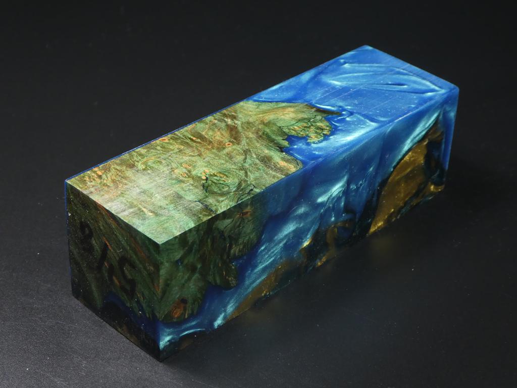 Green / Blue & Gold Hybrid Duck Call Blank