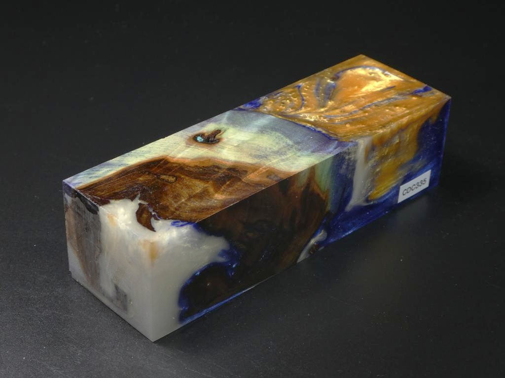 Natural / Blue, Gold, White Hybrid Duck Call Blank