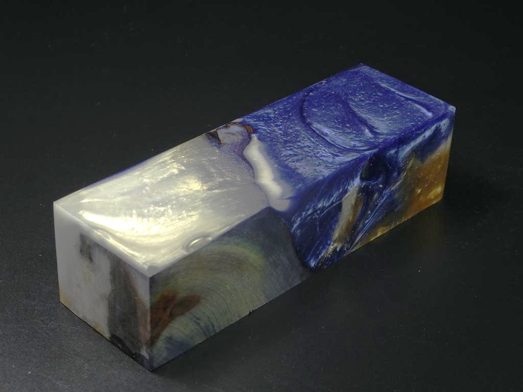 Natural / Blue, Gold, White Hybrid Duck Call Blank