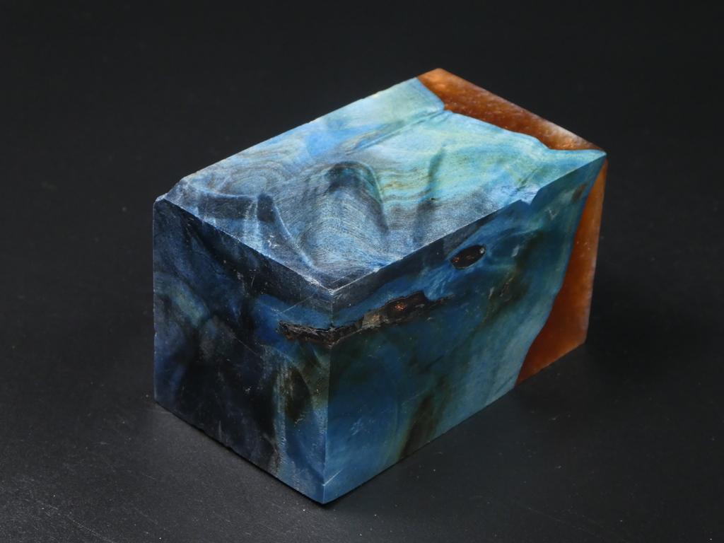 Blue / Orange Hybrid Bottle Stopper Blank