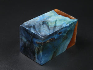 Blue / Orange Hybrid Bottle Stopper Blank