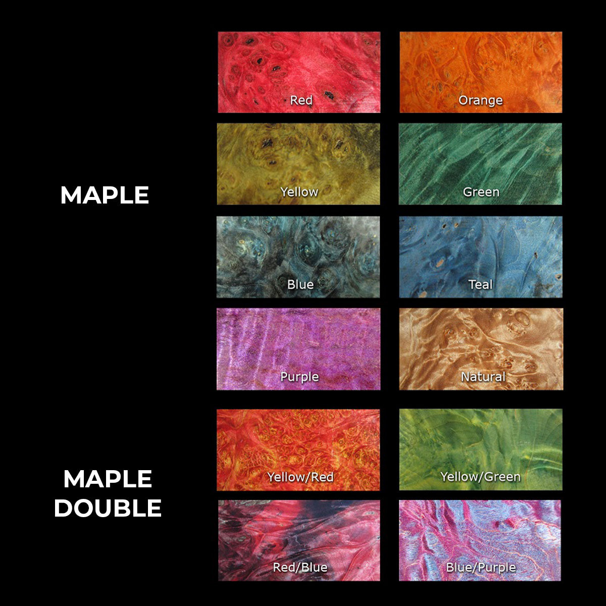 Stabilized Wood in Maple Selections