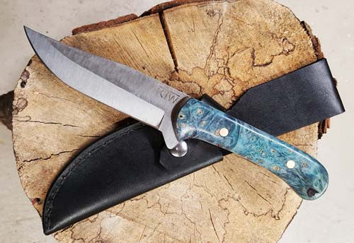 Blue Stabilized Knife Maple Knife Scales - VIVID Stabilized Woods