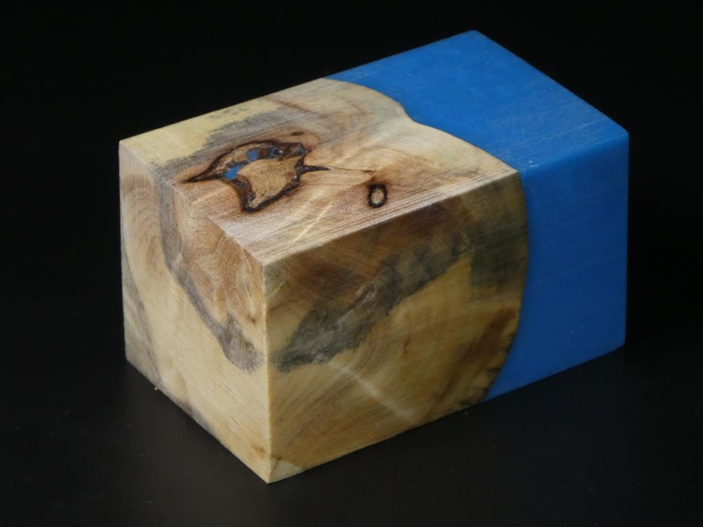 Natural / Blue Hybrid Bottle Stopper Blank