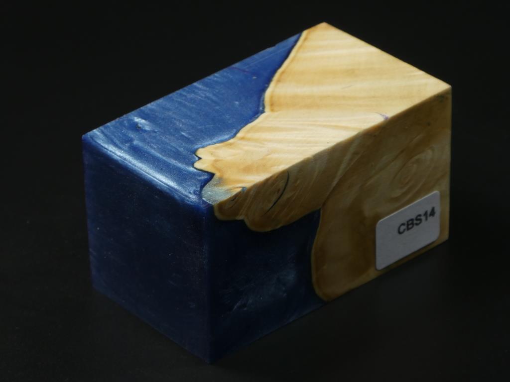 Natural / Blue Hybrid Bottle Stopper Blank