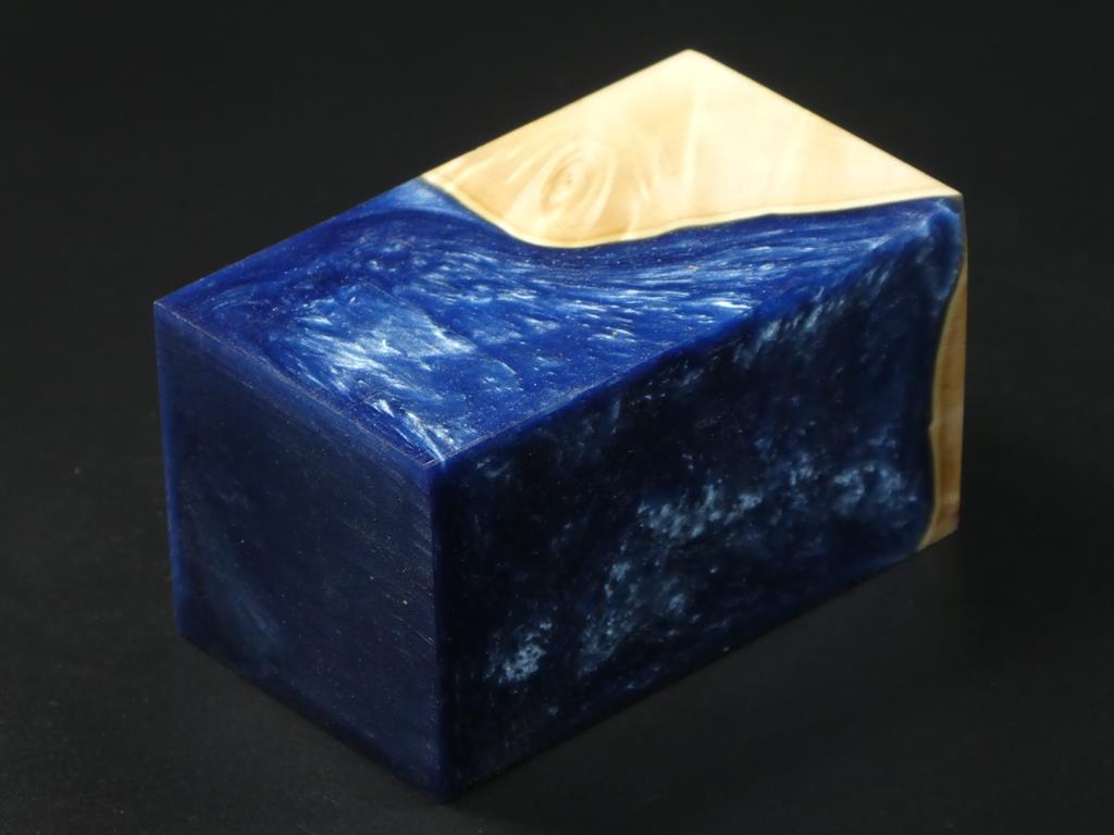 Natural / Blue Hybrid Bottle Stopper Blank