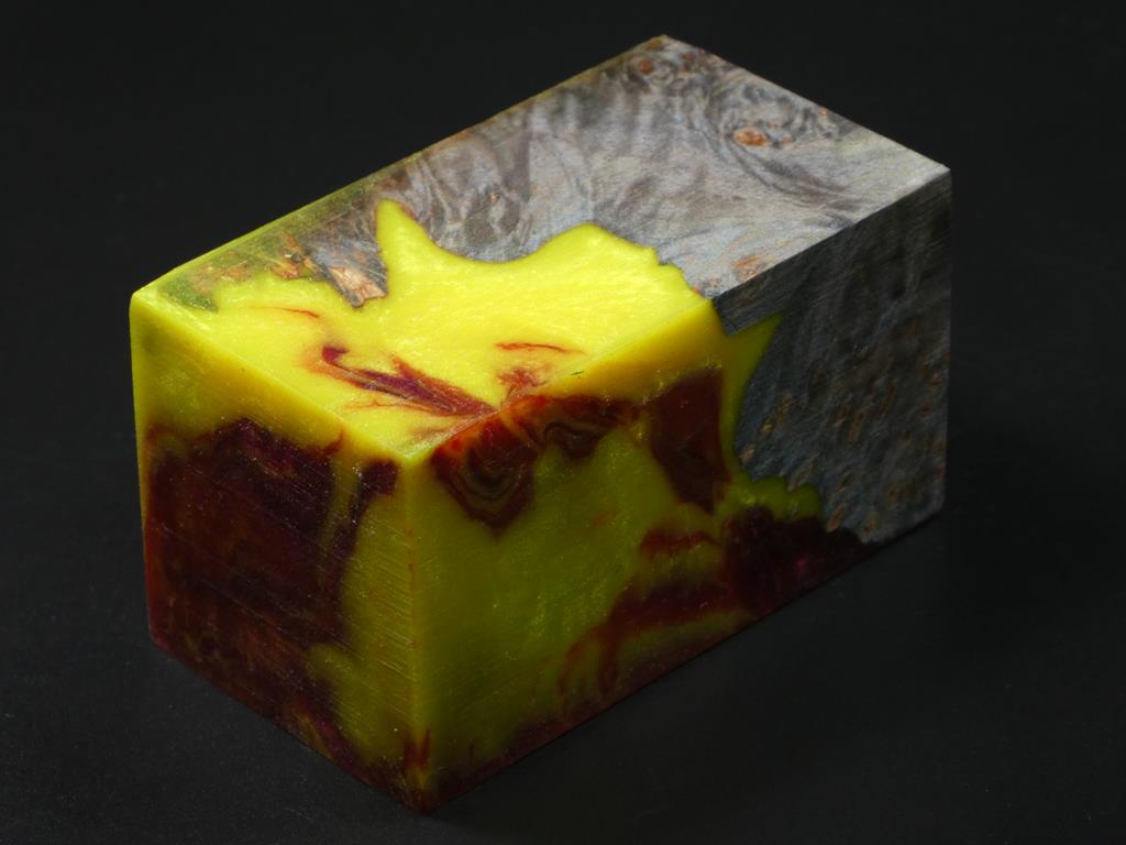 Gray / Red & Yellow  Hybrid Bottle Stopper Blank