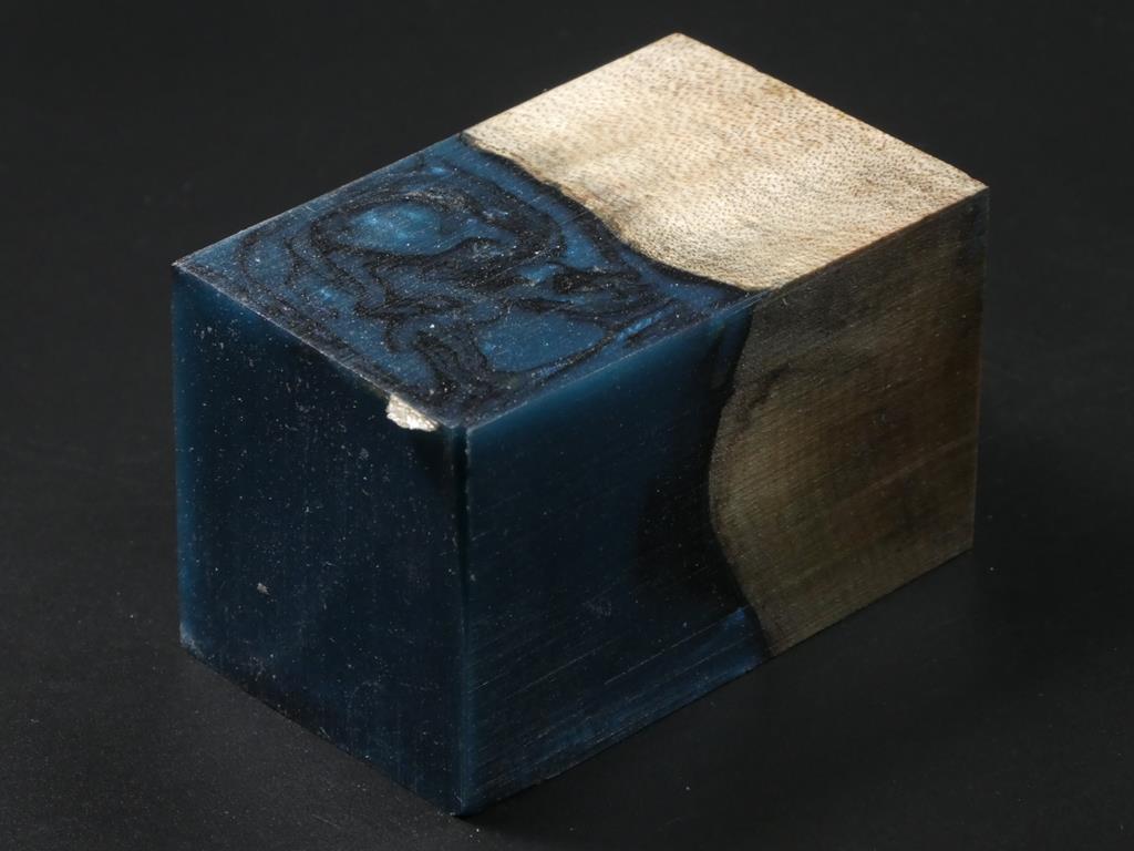 Natural / Teal & Black Hybrid Bottle Stopper Blank