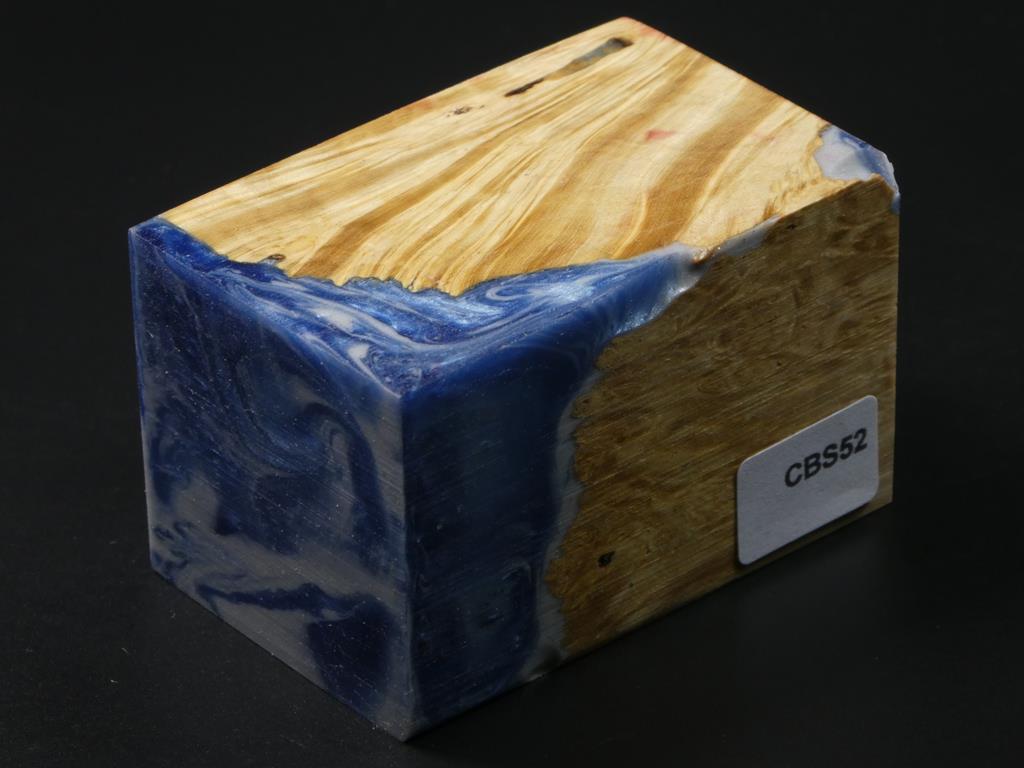 Natural / Blue & White Hybrid Bottle Stopper Blank