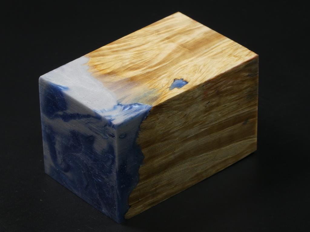 Natural / Blue & White Hybrid Bottle Stopper Blank