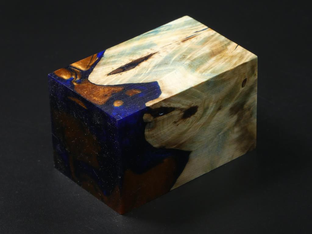 Natural / Copper & Blue Hybrid Bottle Stopper Blank