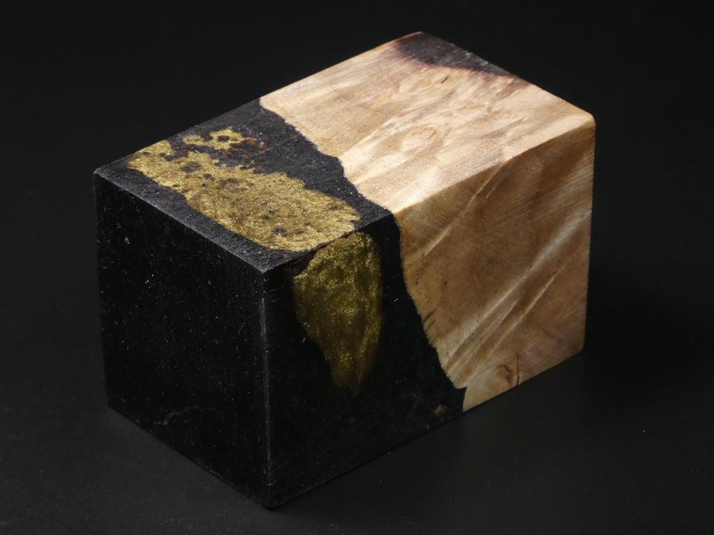 Natural / Black & Gold Hybrid Bottle Stopper Blank