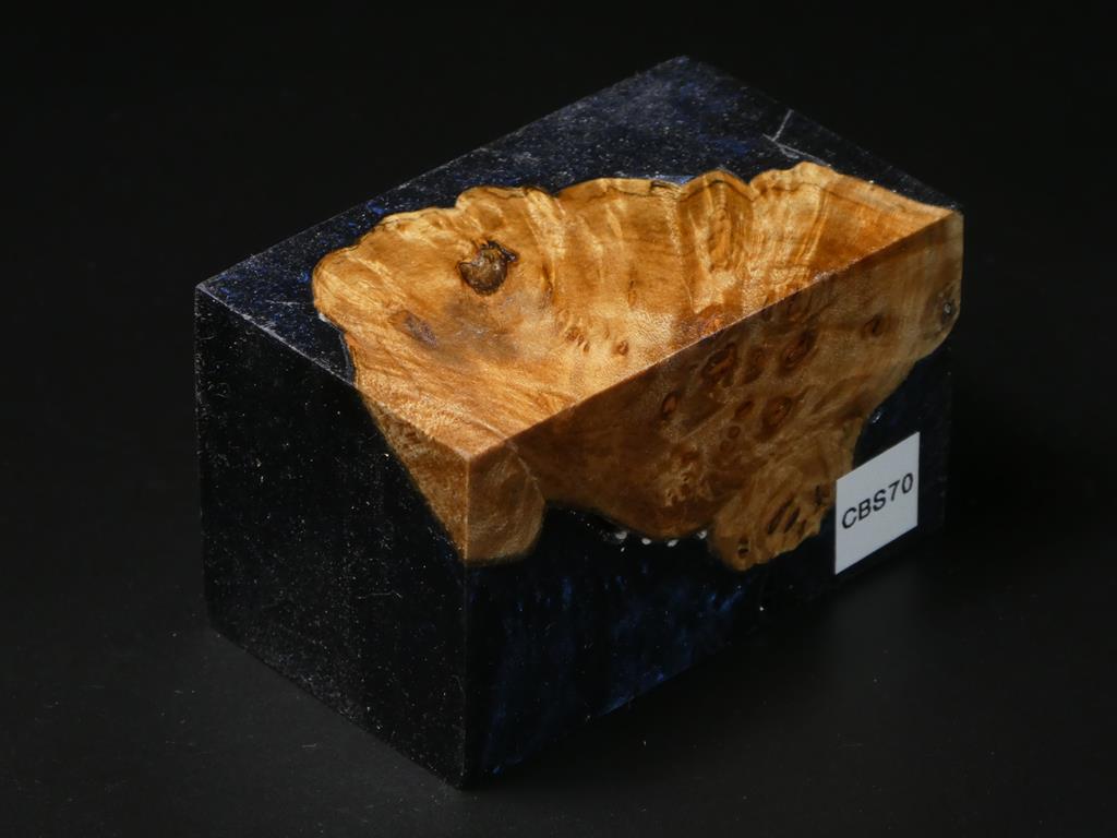 Natural / Blue & Black Hybrid Bottle Stopper Blank