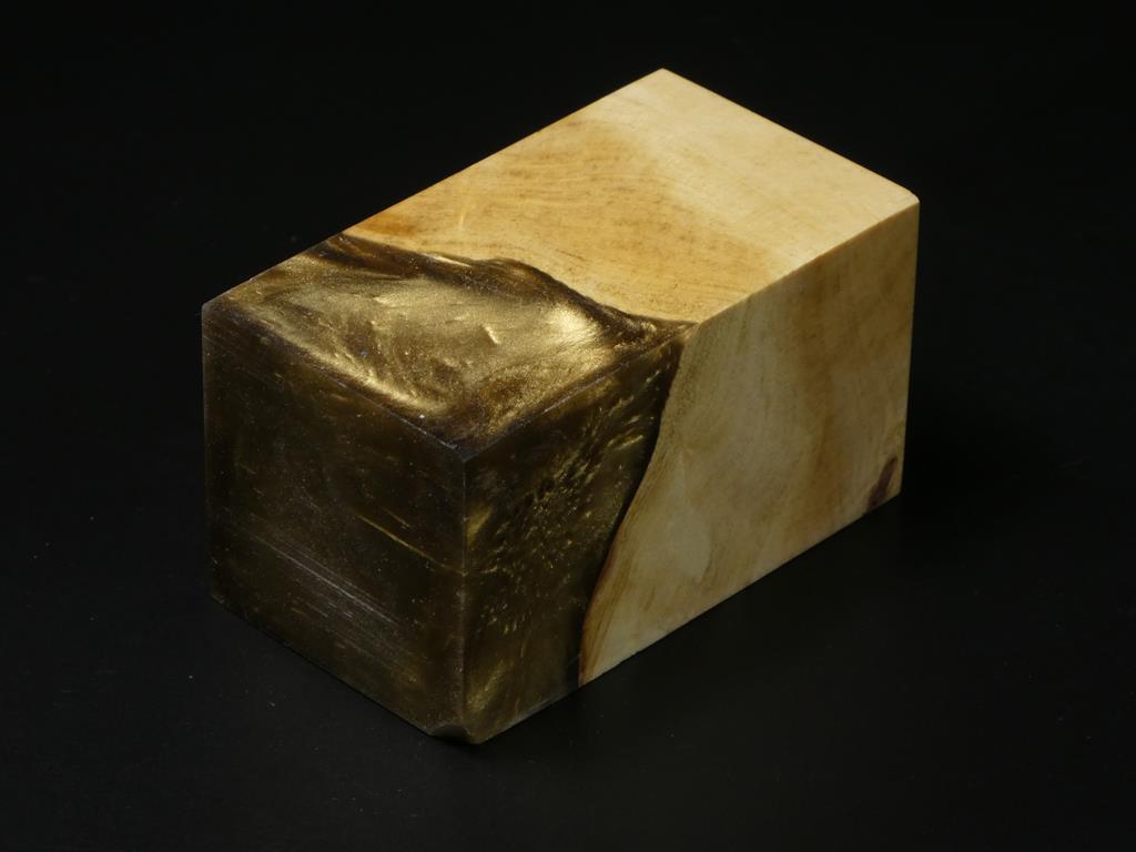 Natural / Gold Hybrid Bottle Stopper Blank